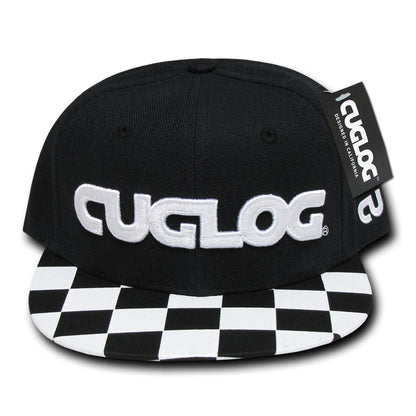 Cuglog C29 Checker High Crown Snapback Hats 6 Panel Flat Bills Caps Men Women