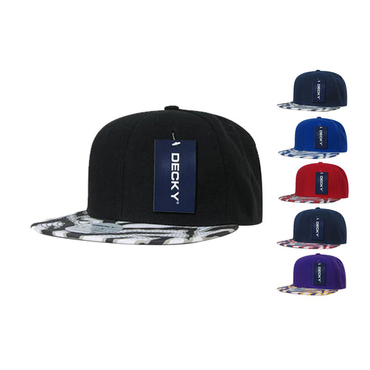 Decky 1062 Two Tone Zebra Snapback Hats 6 Panel Baseball Caps Flat Bill - Star Hats & Embroidery