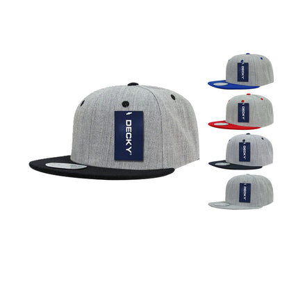 Decky 1092 Two Tone High Profile Snapback Hats 6 Panel Flat Bill Caps