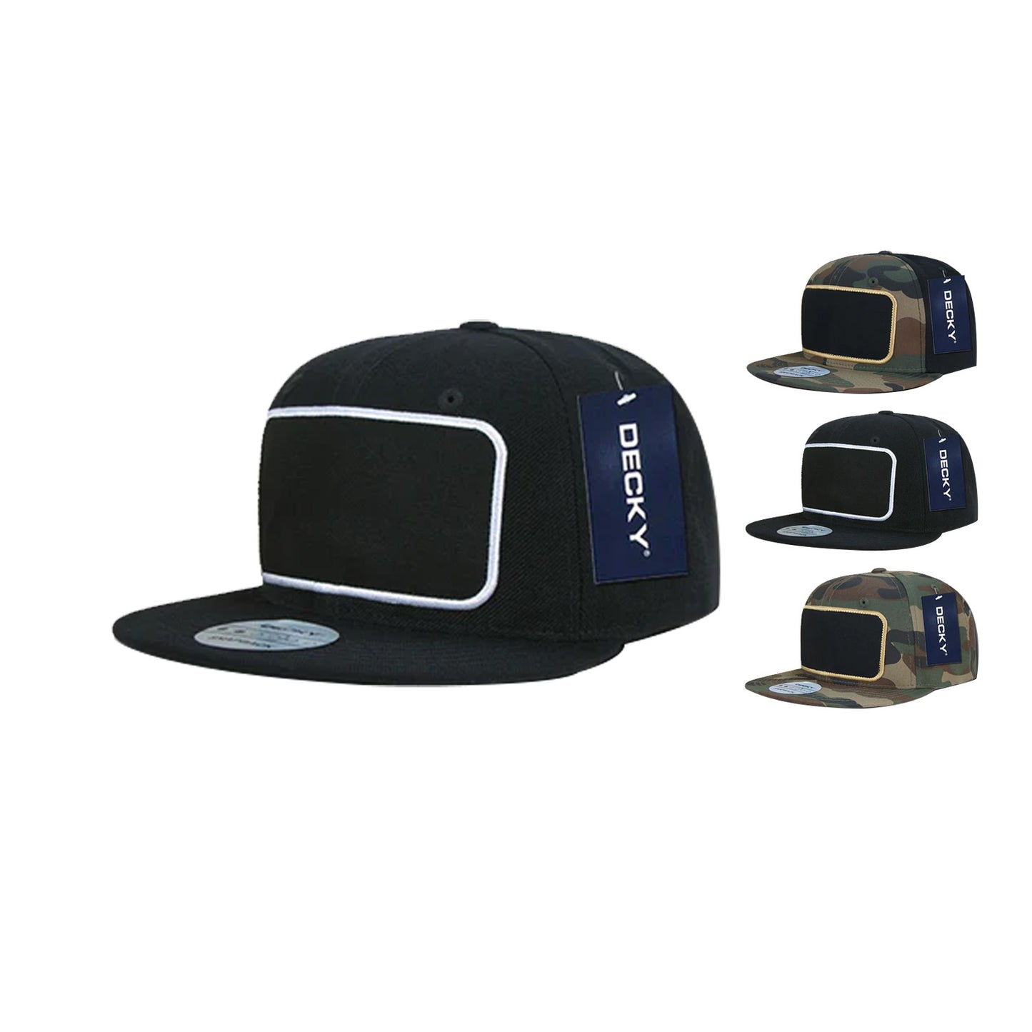 Decky 1096 High Profile Patch Snapback Hats 6 Panel Flat Bill Baseball Caps