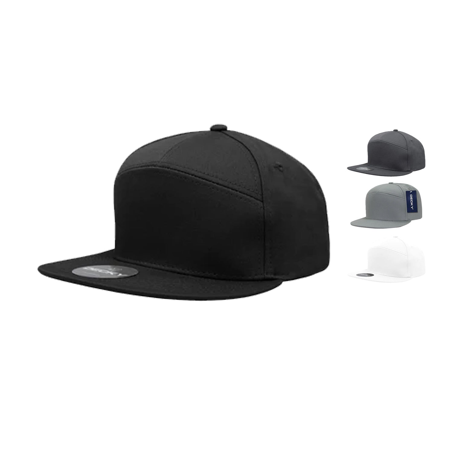 Decky 1098 High Profile Snapback Hats 7 Panel Flat Bill Baseball Caps