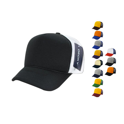 Decky 212 Two Tone Foam Mesh Trucker Snapback Hats High Profile 5 Panel Caps