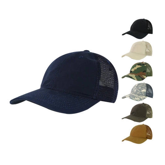 Decky 3016 Relaxed Ripstop Trucker Hats Low Crown Baseball Snapback Caps - Star Hats & Embroidery