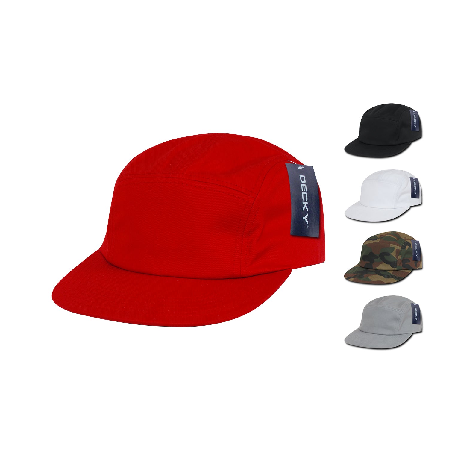 Decky 985 5 Panel Racer Racing Hats Solid Jockey Camper Biker Camo Caps