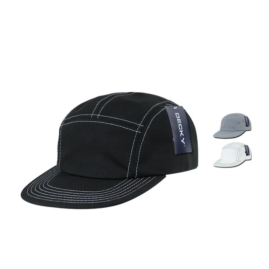 Decky 997 5 Panel Contra Stitch Racer Racing Hats Jockey Camper Biker Caps - Star Hats & Embroidery