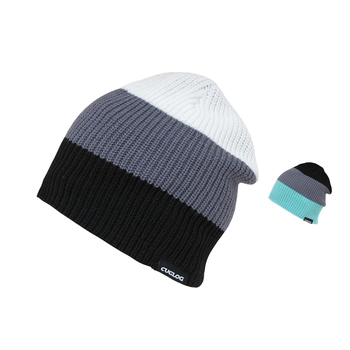 Cuglog K004 Three Tone Watch Knit Beanies Hats Slouch Ribbed Winter Ski Caps