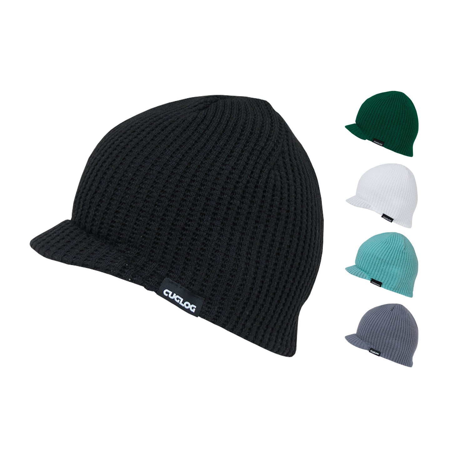 Cuglog K006 McKinley Waffle Knit Visor Beanies Hats Winter Ski Caps 
