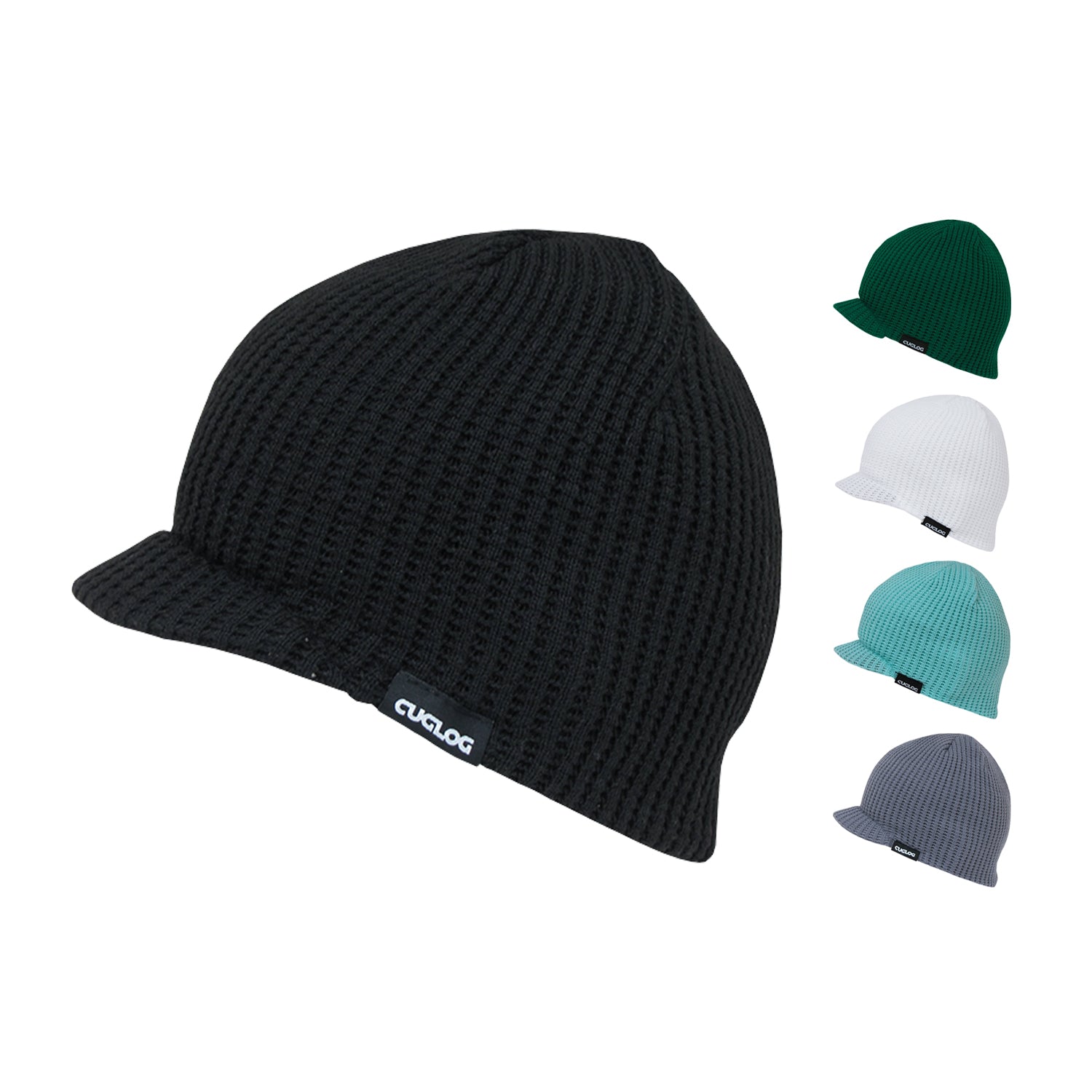 Cuglog K006 McKinley Waffle Knit Visor Beanies Hats Winter Ski Caps 
