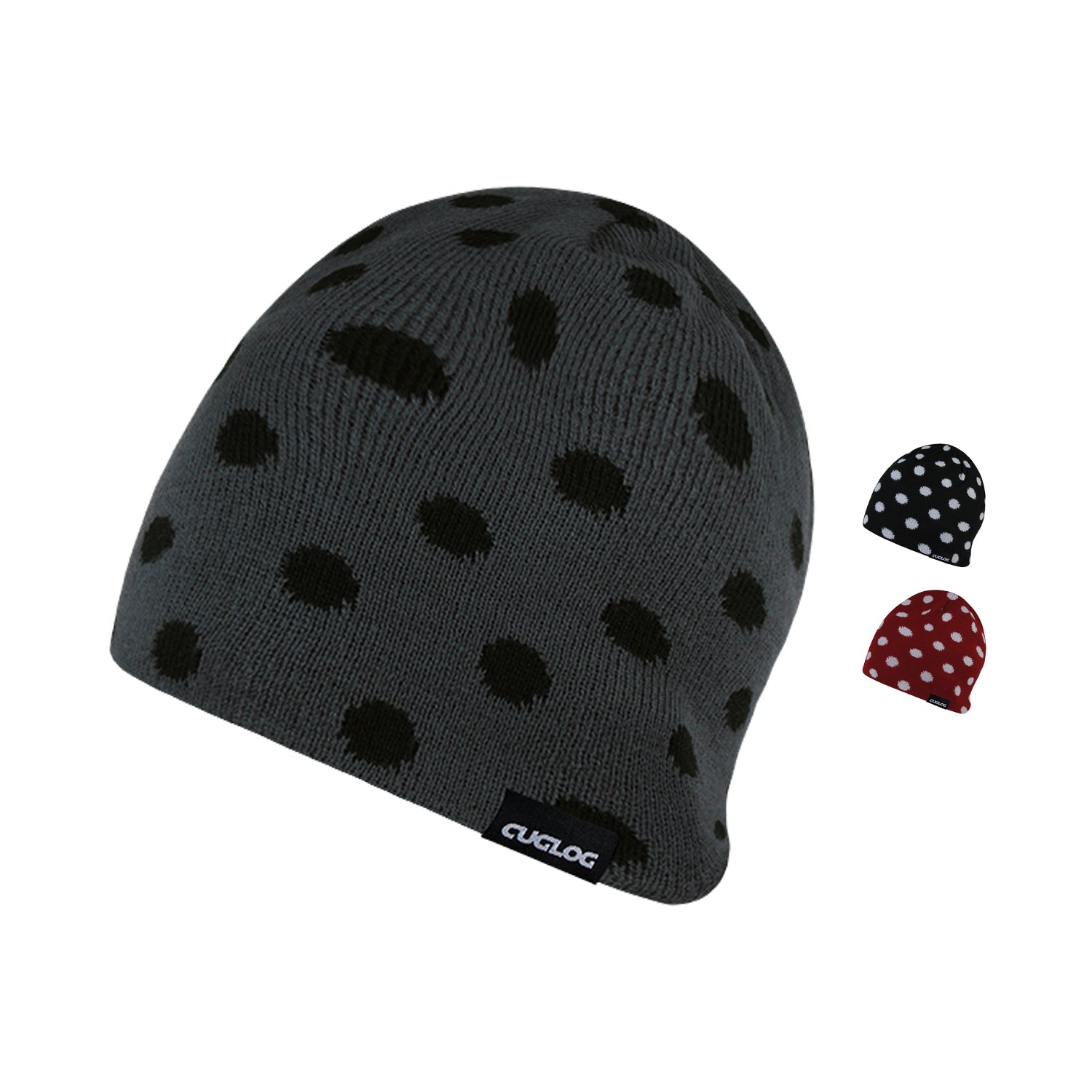 Cuglog K035 Thor Polka Dot Knit Beanies Hats Lined Winter Ski Caps Men Women
