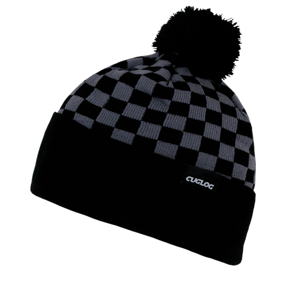 Cuglog K019 Changbai Checker Cuffed Knit Pom Pom Beanies Hats Winter Ski Caps
