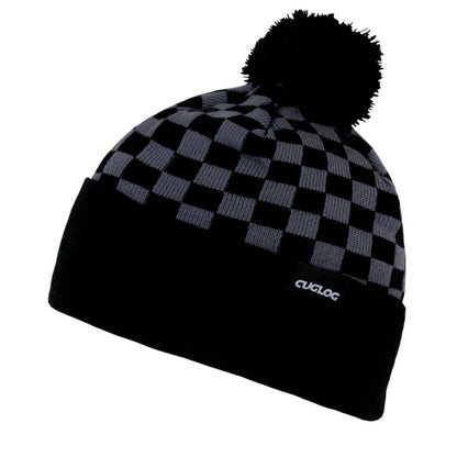 Cuglog K019 Changbai Checker Cuffed Knit Pom Pom Beanies Hats Winter Ski Caps