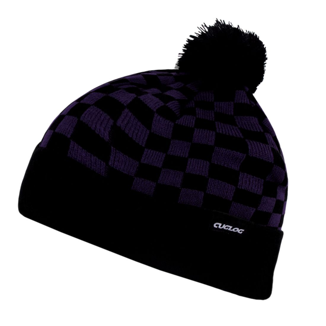Cuglog K019 Changbai Checker Cuffed Knit Pom Pom Beanies Hats Winter Ski Caps