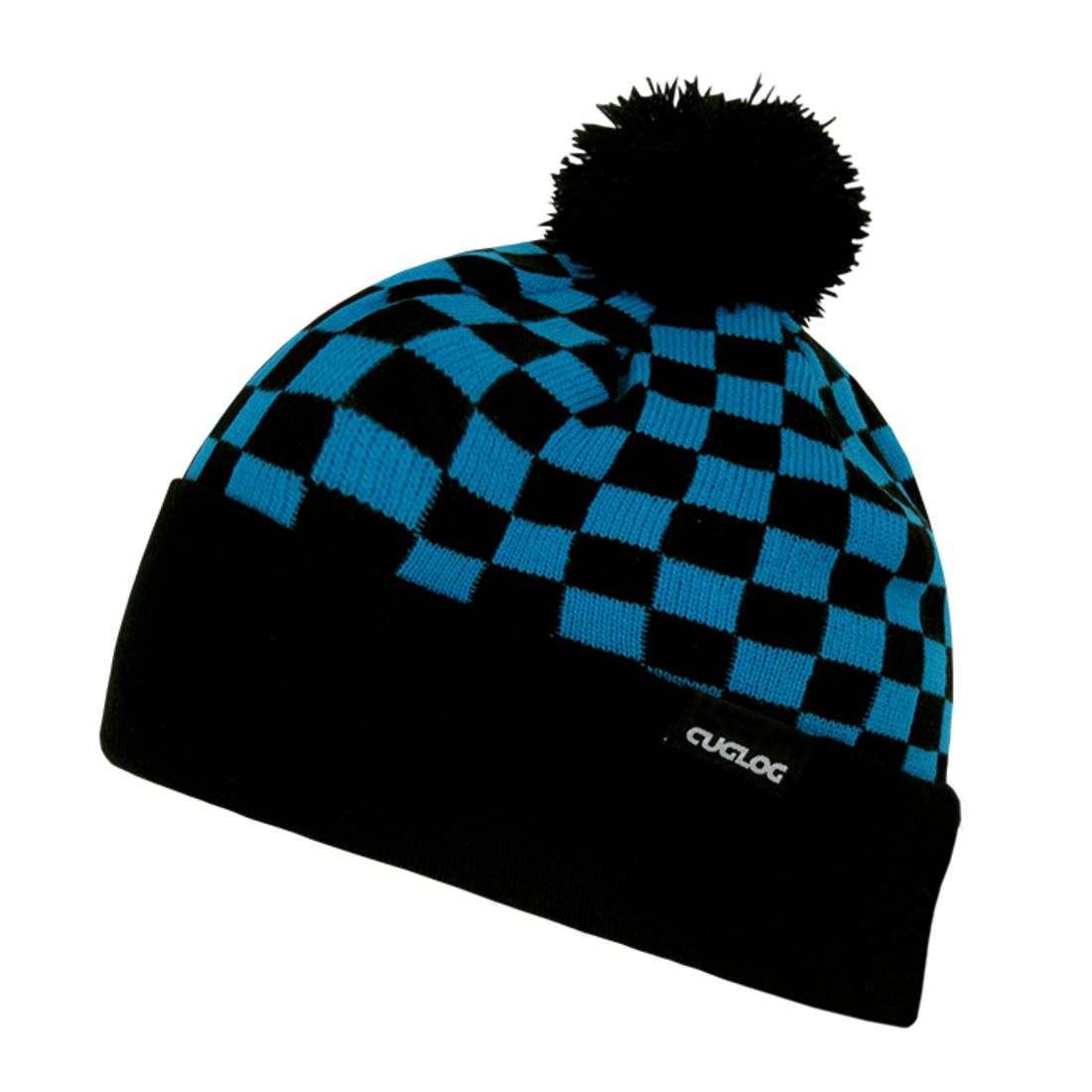 Cuglog K019 Changbai Checker Cuffed Knit Pom Pom Beanies Hats Winter Ski Caps