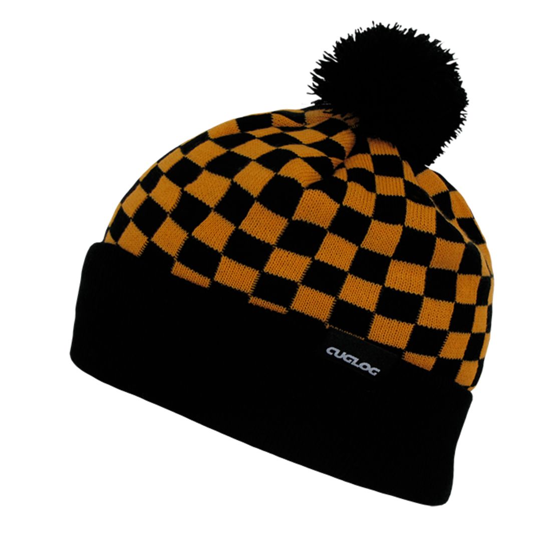 Cuglog K019 Changbai Checker Cuffed Knit Pom Pom Beanies Hats Winter Ski Caps