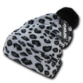 Cuglog K040 Leopard Print Youth Kids Knit Pom Pom Beanies Hats Lined Animal Print