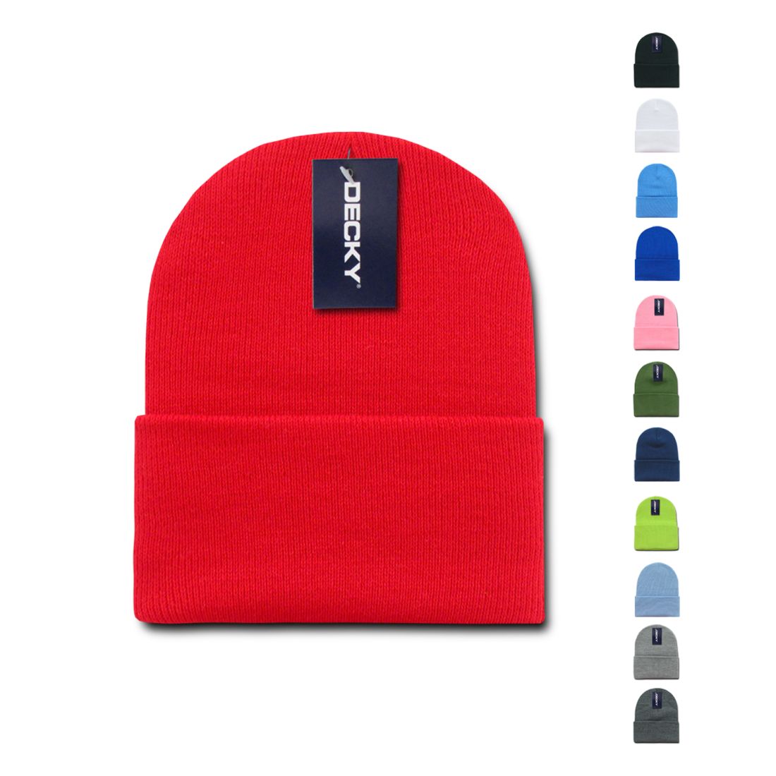Decky KC Short Cuffed Knit Beanies Hats Winter Warm Ski Skull Caps Blank