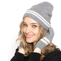 Empire Cove Winter Set Knit Striped Beanie and Touch Screen Gloves Gift Set