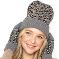 Empire Cove Winter Set Knit Ribbed Leopard Cuff Beanie and Touch Screen Gloves Gift Set