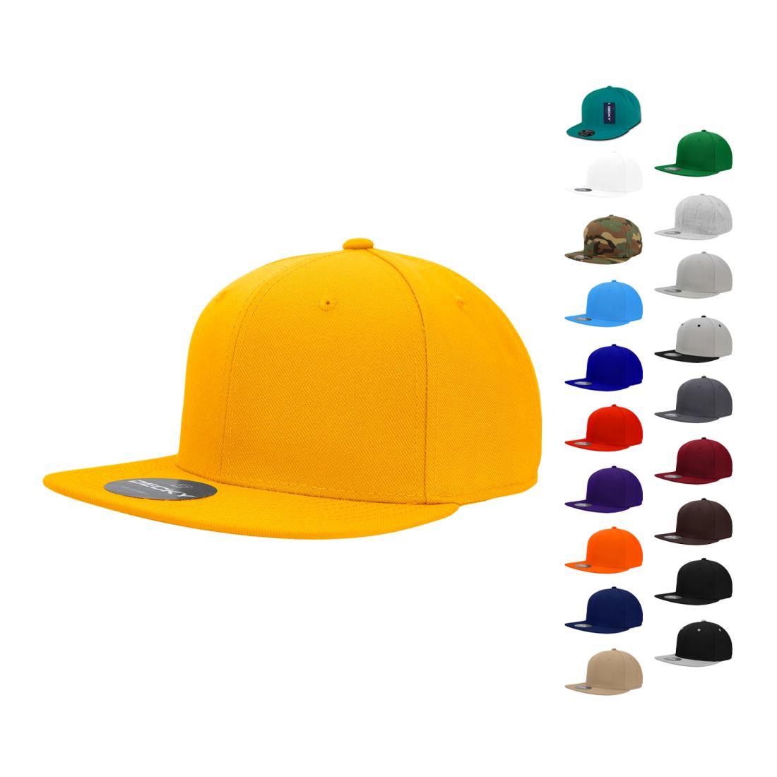 Decky RP1 Retro Fitted Snapback Hats High Crown 6 Panel Flat Bill Baseball Caps
