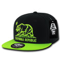 Whang W1 3D Cali California Republic Bear Snapback Hats 6 Panel Flat Bill Caps