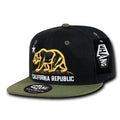 Whang W1 3D Cali California Republic Bear Snapback Hats 6 Panel Flat Bill Caps