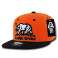 Whang W1 3D Cali California Republic Bear Snapback Hats 6 Panel Flat Bill Caps