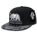 Whang W84 California Cali Bear Bandana Snapback Hats 6 Panel Flat Bill Caps