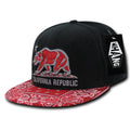 Whang W84 California Cali Bear Bandana Snapback Hats 6 Panel Flat Bill Caps